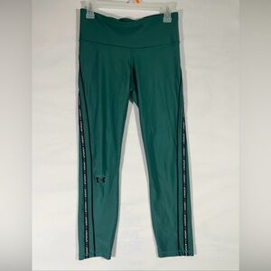 Under Armour Compression Ankle Leggings Heatgear Fitted M Green W/Black Trim A51
